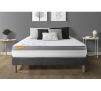 Matelas + Sommier Gris 140x200 Memo Zen Mousse A Memoire De Forme 5 Zones De Confort Maxi Epaisseur