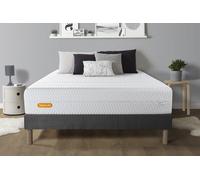 Matelas + Sommier Gris 160x200 Memo Bio Mousse A Memoire De Forme 5 Zones De Confort Maxi Epaisseur Dehoussable