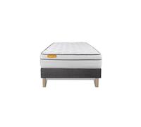Matelas + sommier gris 90x190 Memo Luxe Ressorts ensachés + mémoire de forme 5 zones de confort MAXI épaisseur