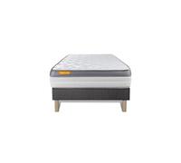 Matelas + sommier gris 90x190 Memo Zen Mousse à mémoire de forme 5 zones de confort MAXI épaisseur