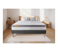 Matelas + sommier gris 90x190 Memo Zen Mousse a memoire de forme 5 zones de confort MAXI epaisseur