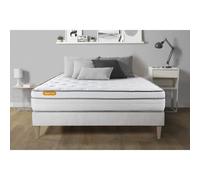 Matelas + sommier kit blanc 140x190 Memo Luxe Ressorts ensaches + memoire de forme MAXI epaisseur