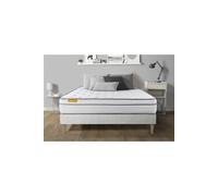 Matelas + sommier kit blanc 140x190 Memo Luxe Ressorts ensachés + mémoire de forme MAXI épaisseur