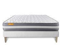 Matelas + Sommier Kit Blanc 140x190 Memo Plus Memoire De Forme
