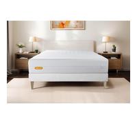 Matelas + sommier kit blanc 90x190 Memo Bio Mousse a memoire de forme Maxi epaisseur Dehoussable