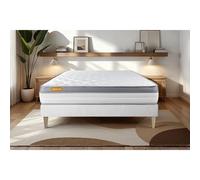 Matelas + sommier kit blanc 90x190 Memo Zen Mousse a memoire de forme MAXI epaisseur