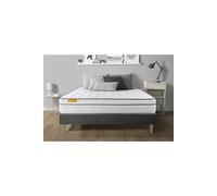 Matelas + sommier kit gris 140x190 Memo Luxe Ressorts ensachés + mémoire de forme MAXI épaisseur