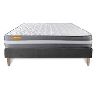 Matelas + Sommier Kit Gris 140x190 Memo Plus Memoire De Forme