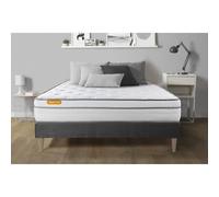 Matelas + sommier kit gris 140x200 Memo Luxe Ressorts ensaches + memoire de forme MAXI epaisseur