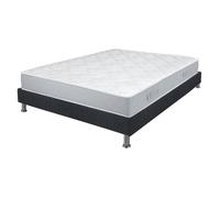 Matelas + sommier tapissier 140x190 Mousse - Melior - Soutien ferme - Gris