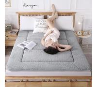 Matelas Tatami Japonais Velours Agneau 5cm Ultra Doux Pliable Antidérapant Respiratoire Matelassé Cashmere Doux Pour La Peau Sangles Antidérapantes Chaud Hiver Toutes Saisons Dortoir Maison Camping