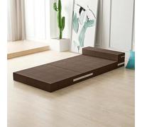 Matelas tatami pliable avec tête de lit et oreiller, tapis pliable avec housse amovible, lit d'invité pour le camping, matelas de sol, matelas portable, orange, 200 x 80 x 10 cm (marron, 200 x 70 x 10