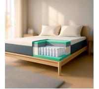Matelas 160x200 en Mémoire de Forme Breeze & Ressorts Ensachés | Hauteur 25 cm | Respirant, Anallergique & Antibactérien | Housse Déhoussable