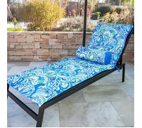 Coussin de Transat avec Traversin - 195x60x5 cm - Déperlant, Résistant aux UV et Confortable - Matelas pour Chaise Longue et Bain de Soleil - Motif Arabesque