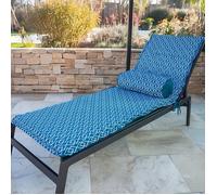 Matelas Transat 195x60 Motif Géométrique Vert + Traversin - Anti-UV & Déperlant