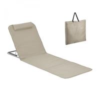 Matelas transat tapis de plage avec dossier inclinable et sac de transport - Blanc cassé - Linxor