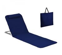 Matelas, transat, tapis de plage avec dossier inclinable et sac de transport - Bleu marine - Linxor