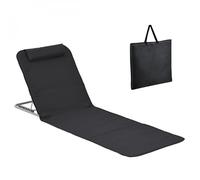Matelas, transat, tapis de plage avec dossier inclinable et sac de transport - Gris foncé -