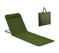 Matelas transat tapis de plage avec dossier inclinable et sac de transport - Kaki - Linxor