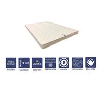 Matelas Très Ferme + Alèse 90x200 X 15 Cm - 5 Zones De Confort - Noyau Poli Lattex Hr Dernière Génération - Très Respirant