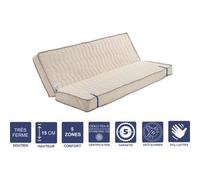 Matelas Très Ferme Pour Clic Clac 140x200 X 15 Cm - Dim Assise 70 Cm - Déhoussable Housse Lavable - 5 Zones De Confort - Ame Poli Lattex Haute Résilience - Hypoallergénique