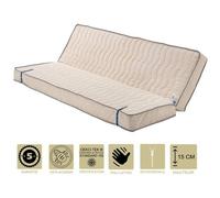 Matelas Très Ferme Pour Clic Clac 160x200 x 15 cm - Dim Assise 70 cm - Déhoussable Housse Lavable - 5 zones de Confort - Ame Poli Lattex Haute Résilience - Hypoallergénique