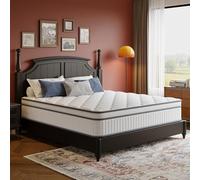 Matelas très grand lit de 35,6 cm dans une boîte, ressorts intérieurs hybride avec mousse à mémoire de forme en gel rafraîchissant et bobines emballées individuellement pour soulager la pression et un