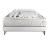 Matelas Vingt-Huit - Ressorts ensachés et mémoire de forme - Ep. 28 cm - sommier kit Blanc avec 2 oreillers et couette G