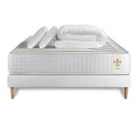 Matelas Vingt-Quatre - Ressorts ensachés et mémoire de forme - Ep. 24 cm - sommier kit Blanc avec 2 oreillers et couette G