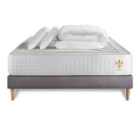 Matelas Vingt-Quatre - Ressorts ensachés et mémoire de forme - Ep. 24 cm - sommier kit Gris avec 2 oreillers et couette G