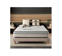 Matelas Visco-carbone 140x200 cm - Mousse HR - Soutien Blue Latex - Très Epais 24 cm, Mémoire de forme, 7 zones, Reposant, Antistress - Antibactérien
