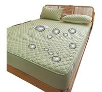 Matelassé Respirant Surmatelas Drap-Housse imperméable et épais, protège-Matelas matelassé, Couvre-lit for Lits 150/160/200(Green2,Twin 99x190x30cm)