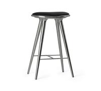 Mater High stool tabouret de bar haut Mater 74 cm cuir noir. support en aluminium