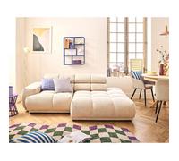 Matera - canapé d'angle droit 4 places avec têtières réglables en tissu texturé - Beige