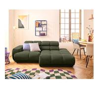 Matera - canapé d'angle droit 3 places avec têtières réglables en tissu texturé - Vert