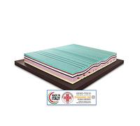 Materassimemory.eu Aloe Therapy Matelas à mémoire de forme, hauteur de 26 cm avec dispositif médical de classe 1, couche de mousse à mémoire de forme de 7 cm d'épaisseur, 11 zones à portance différenciée, housse amovible laine/lin Full 3D Air, oreiller I SAP MED fourni 140x200