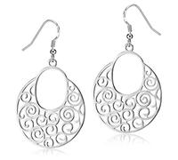 Materia 925 argent boucles d'oreilles longues avec ornements orientaux - argent bijoux boucles d'oreilles pour femme longue 31 x 53 mm avec boîte #SO-60, Argent sterling