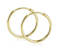 Materia - Boucles d'Oreille Créoles en or 585 Or Boucles d'oreilles 17 mm Petit Flexible avec boîte de cadeau Made in Germany #GO-7