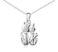 Materia by Matthias KA-349 Chaîne avec pendentif chat en argent 925 avec gravure au choix, Argent sterling