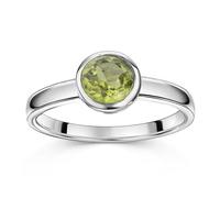 MATERIA by Matthias Wagner Bague en argent 925 avec pierre précieuse à facettes, pour femme, disponible en plusieurs tailles, Pierre précieuse, Péridot