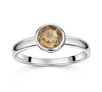 MATERIA by Matthias Wagner Bague en argent 925 avec pierre précieuse à facettes, pour femme, disponible en plusieurs tailles, Pierre précieuse, Citrine