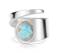 MATERIA by Matthias Wagner Bague en argent 925 avec pierre précieuse réglable pour femme, Argent sterling