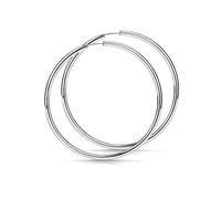 MATERIA by Matthias Wagner Boucles d'oreilles créoles en argent rhodié 925, flexibles, grandes 60 mm/Fabriquées en Allemagne #SO-323