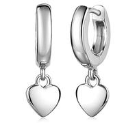 MATERIA by Matthias Wagner Boucles d'oreilles créoles pour enfant en argent 925 avec cœur suspendu, Argent