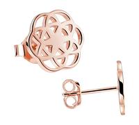MATERIA by Matthias Wagner Boucles d'oreilles en or rose Fleur de vie en argent 925 Boucles d'oreilles Mandala rondes plates #SO-384