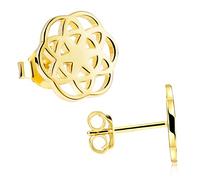 MATERIA by Matthias Wagner Boucles d'oreilles Fleur de vie en argent 925 plaqué or pour femmes et enfants #SO-384-Gold