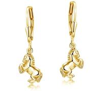 MATERIA by Matthias Wagner Boucles d'oreilles pour fille en argent 925 avec pendentif cheval en 2 couleurs, Argent