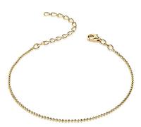 MATERIA by Matthias Wagner Bracelet à paillettes chaîne à boules dorées 1 mm argent 925 plaqué or #SA-67