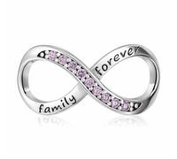MATERIA by Matthias Wagner Breloque infini en zircone rose et gravure Family Forever pour bracelet à breloques #34