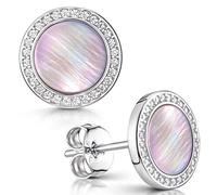 MATERIA by Matthias Wagner Clous d'oreilles pour femme en argent 925 - Boucles d'oreilles en pierre précieuse avec zircone, Zircone cubique coquillage zircone, Zircone cubique